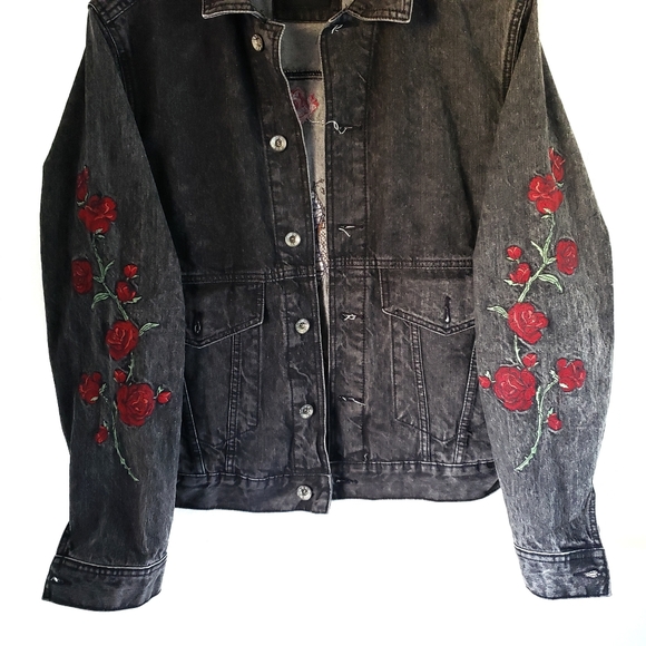 Urban Outfitters BDG Embroidered Black Jean Jacket - Picture 4 of 8